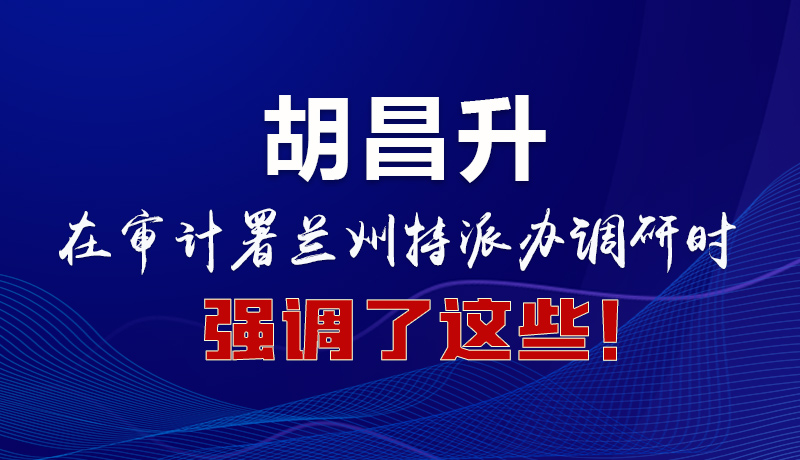 圖解|胡昌升在審計署蘭州特派辦調研時強調了這些！