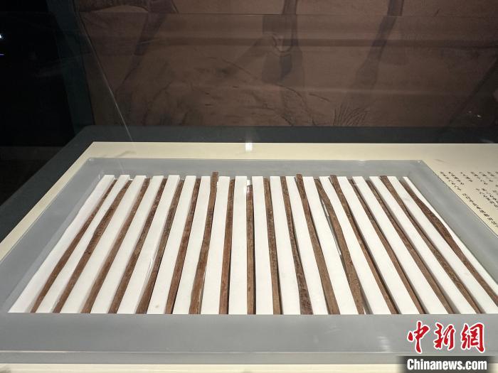 圖為甘肅簡(jiǎn)牘博物館展陳的漢簡(jiǎn)。中新社記者 戴文昌 攝