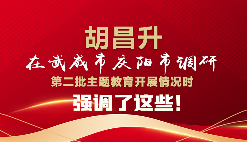 圖解|胡昌升在武威市慶陽(yáng)市調(diào)研第二批主題教育開展情況時(shí)強(qiáng)調(diào)了這些！