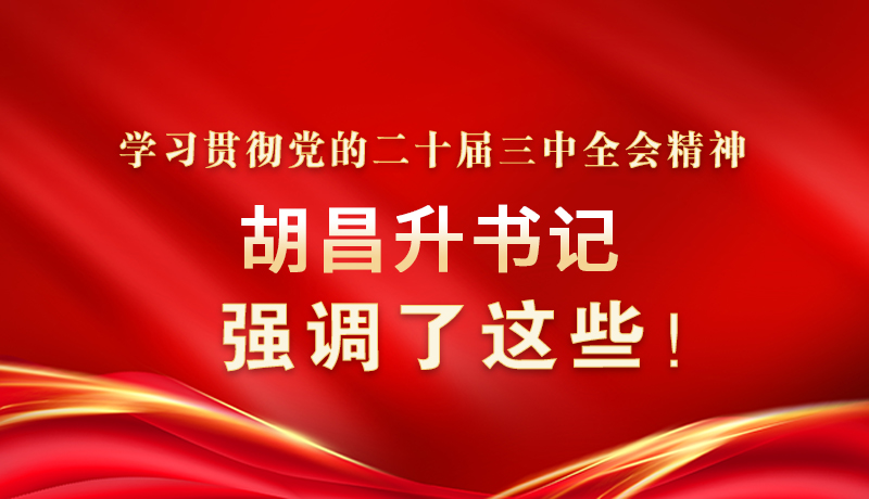 圖解|學(xué)習(xí)貫徹黨的二十屆三中全會精神 胡昌升書記強(qiáng)調(diào)了這些！