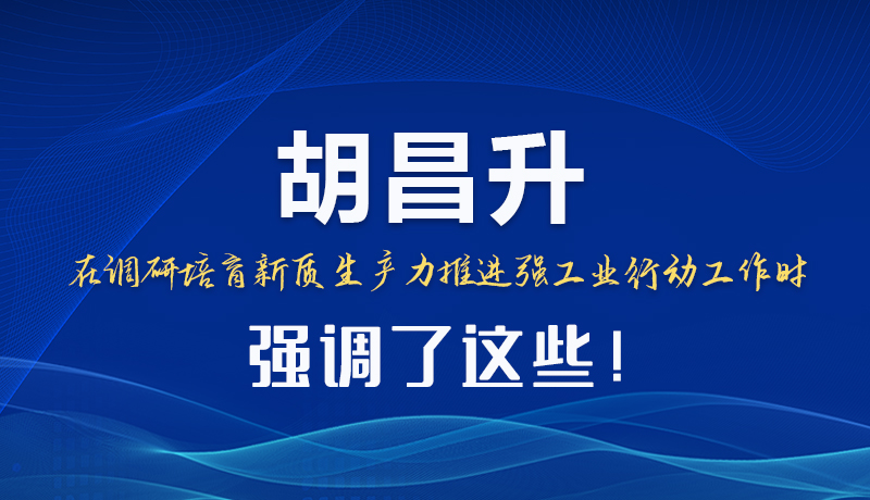 圖解|胡昌升在調(diào)研培育新質(zhì)生產(chǎn)力推進(jìn)強工業(yè)行動工作時強調(diào)了這些！